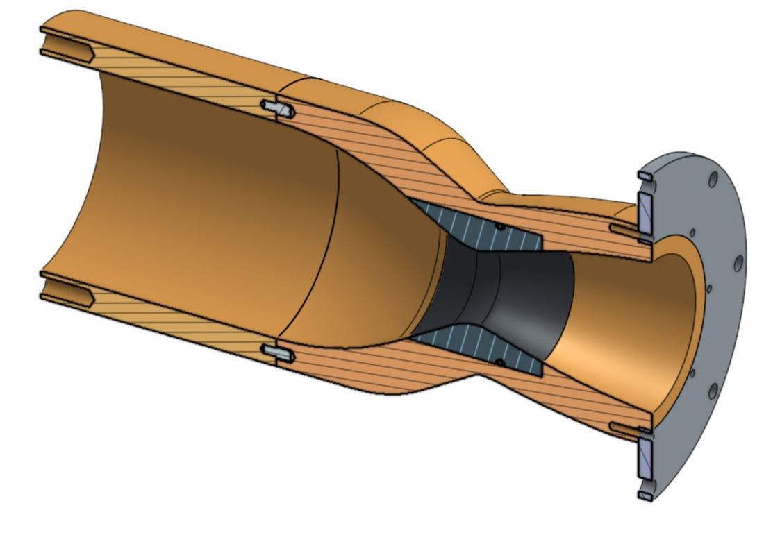 Cutaway render of the final nozzle assembly